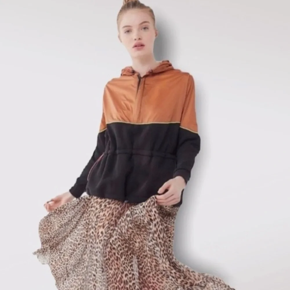 Urban Outfitters Black and Brown Colorblock Pullover Jacket SZ MED - Picture 2 of 6